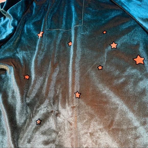 *SOLD* Aviator Nation Galaxy Velvet Hoodie Teal L - Picture 9 of 12